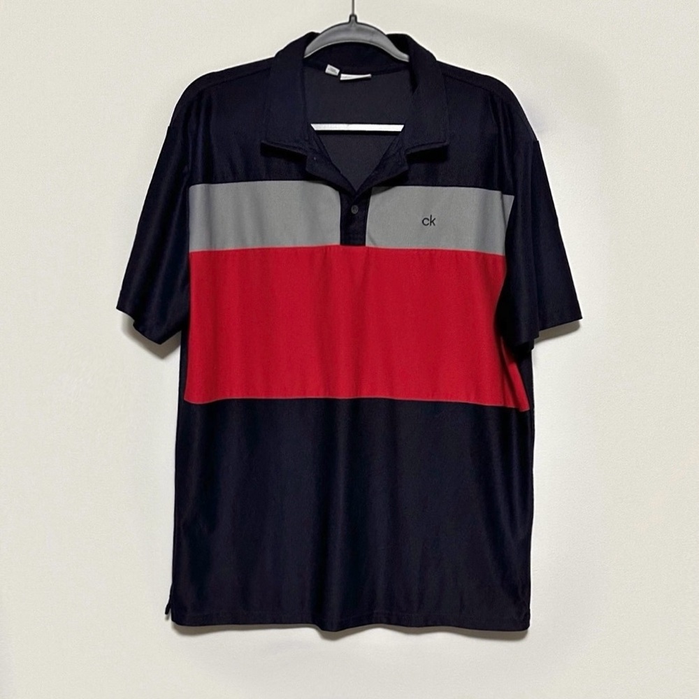 Mens Calvin Klein Golf Shirt Size XL Short Sleeve Collard Blue Polo Shirt